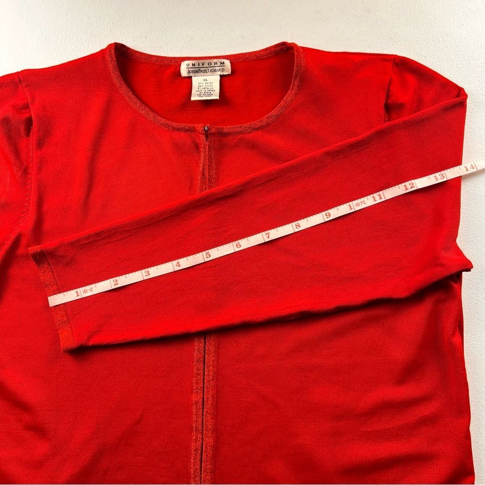 John Paul Richard Red Shimmer Open Cardigan Overlay Top Size XL - Picture 11 of 12